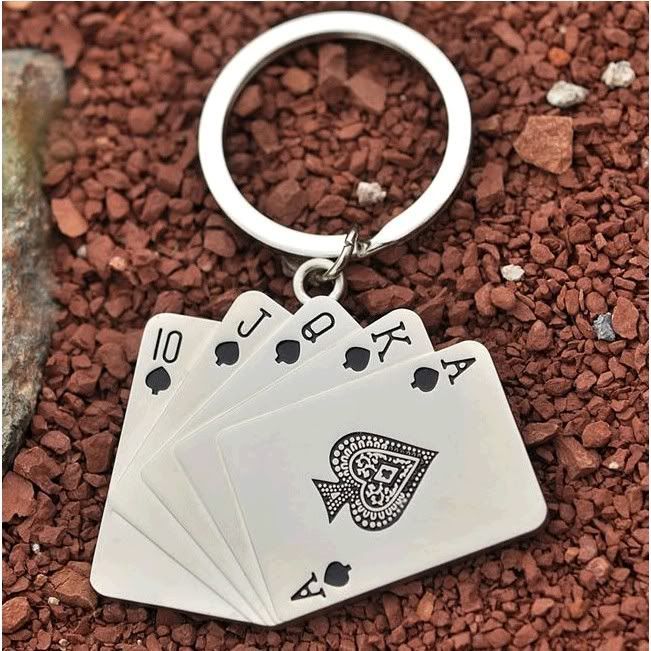 Playing card Keyring Keychain Key Chain Ring Poker keyfob Free Shipping