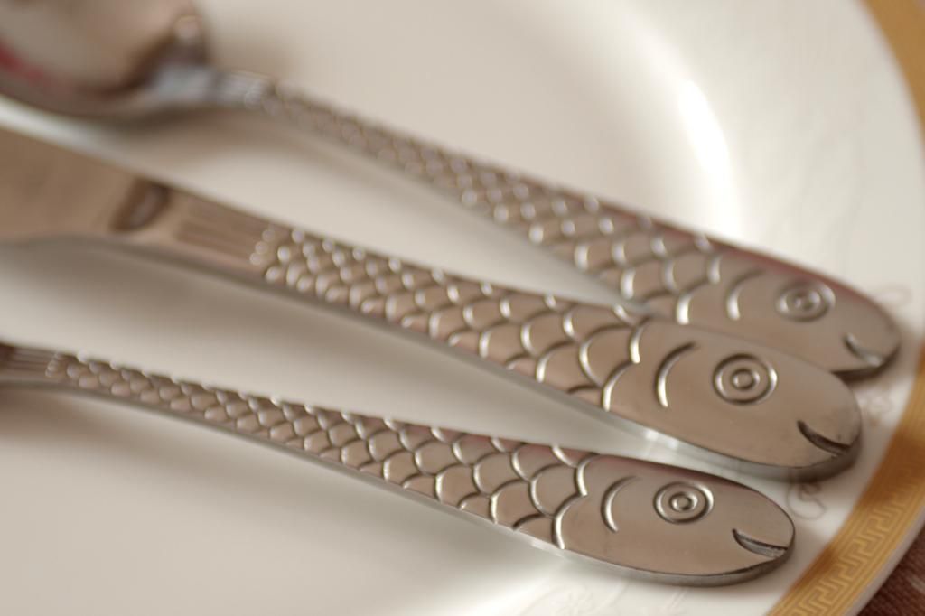 Fish pattern cutlery set,fish engraving handle cutlery set,Stainless