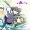 Leafe Knight Sasame fighting valiantly while holding Leafe Knight Shin, 'valiant' in purple text