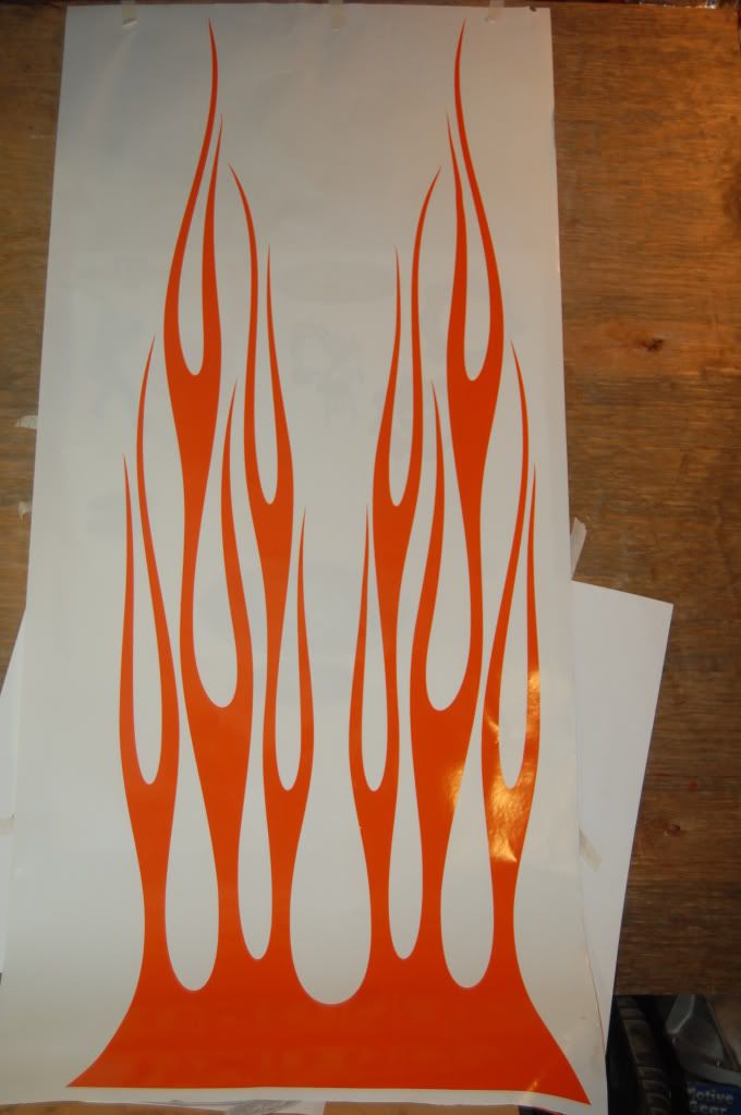 FS; Vinyl Flame Hood Decal for cowl hood