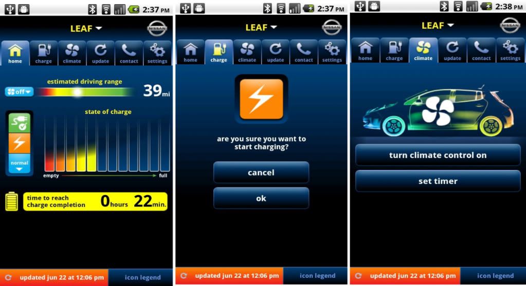 Nissan's Android App with Nissan Leaf in EV