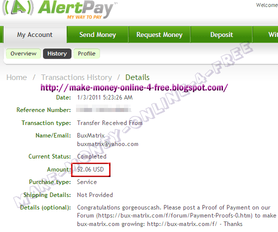Bux-Matrix 1st payout