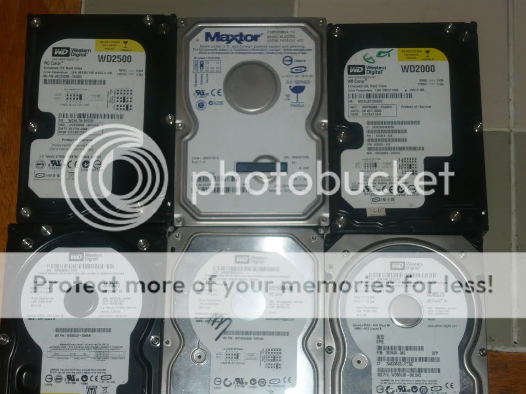 LOT OF 6 INTERNAL HARD DRIVES TOTAL 1050GB  