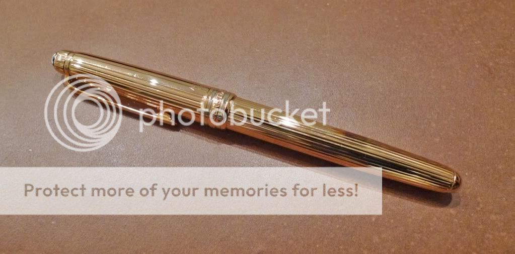   Montblanc pinstripe gold on sterling Meisterstuck fine rollerball pen